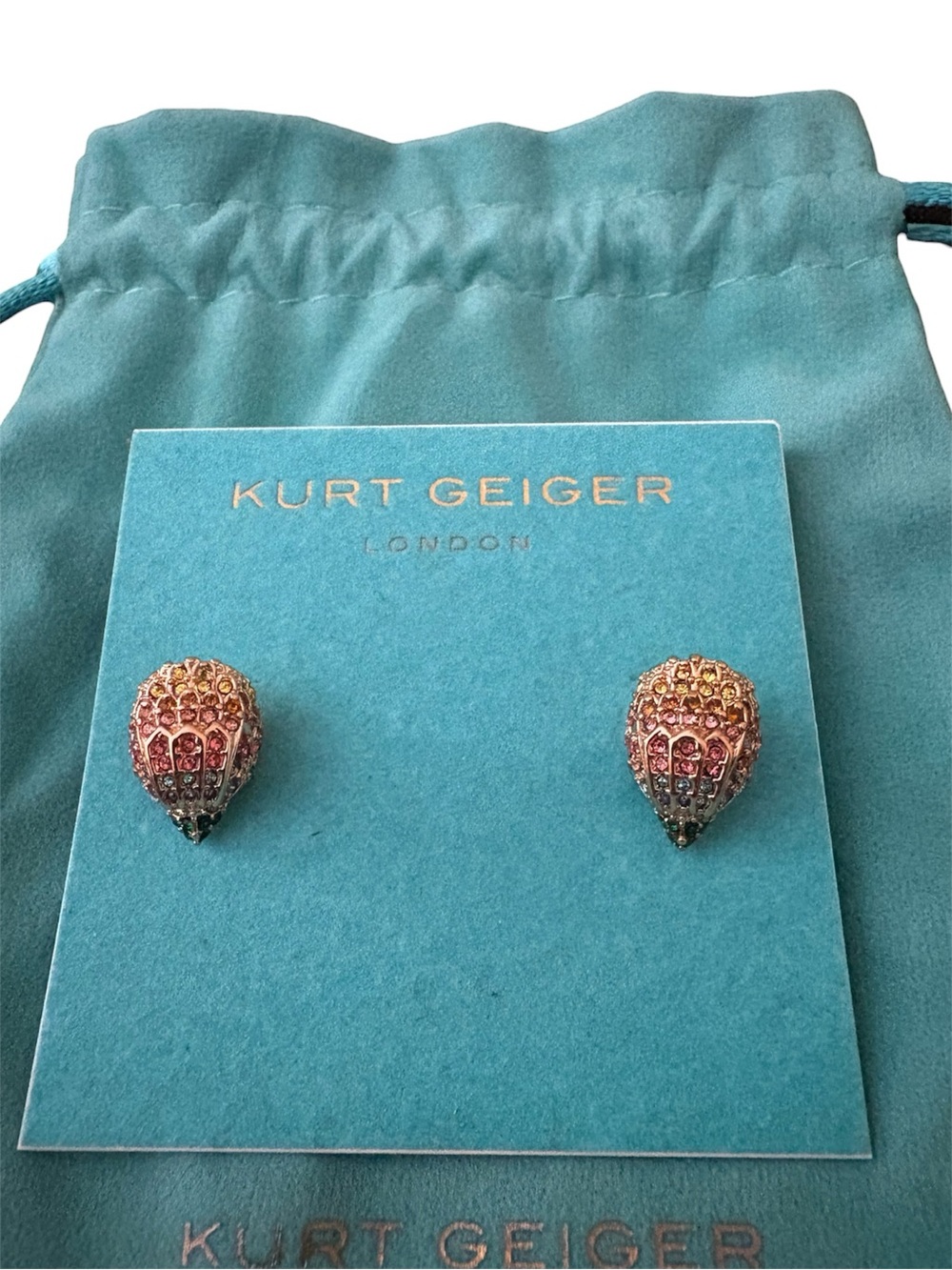 Kurt Geiger London Crystal Eagle Head Stud Earrings Multicolor NWT